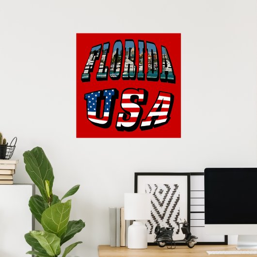 Florida Picture Text and USA Flag Text Poster (Heimbüro)