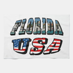 Florida Picture und USA Flag Text Geschirrtuch