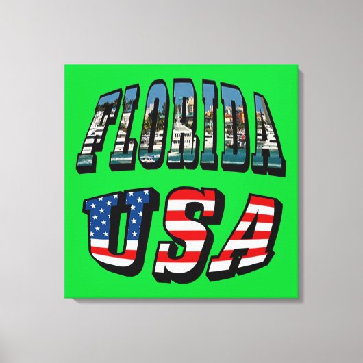 Florida Picture und USA Flag Text Leinwanddruck (Vorderseite)