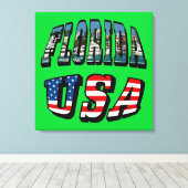 Florida Picture und USA Flag Text Leinwanddruck (Insitu (Holzboden))