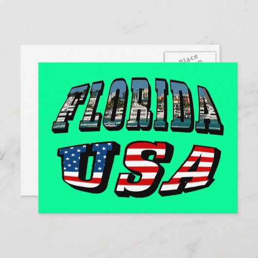 Florida Picture und USA Flag Text Postkarte (Vorne/Hinten)