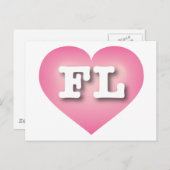 Florida Pink Fade Heart - I Liebe FL Postkarte (Vorne/Hinten)