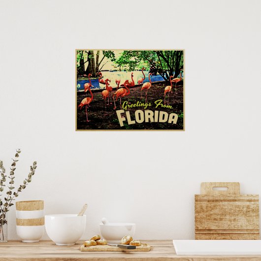 Florida Pink Flamingos Poster (Küche)