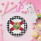 Florida Plate, Büffel kariert, Fahne USA & Florida Pappteller (Party)