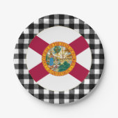 Florida Plate, Büffel kariert, Fahne USA & Florida Pappteller (Vorderseite)