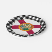 Florida Plate, Büffel kariert, Fahne USA & Florida Pappteller (Schrägansicht)