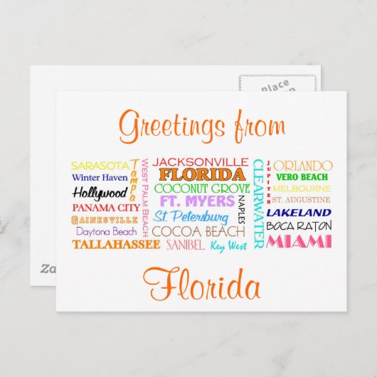 Florida Plätze Postkarte (Vorne/Hinten)