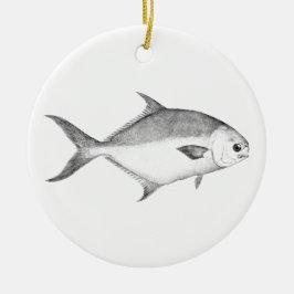 Florida Pompano Logo (Line Art. Keramik Ornament