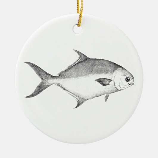 Florida Pompano Logo (Line Art. Keramik Ornament (Vorne)