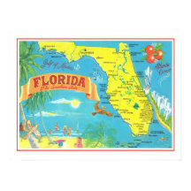 Florida Postcard Karte 18x24 Poster Print