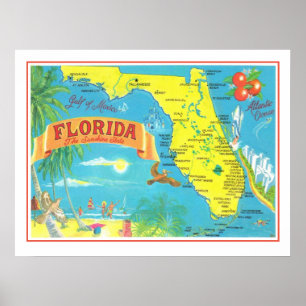 Florida Postcard Karte 18x24 Poster Print