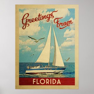 Florida Poster Segelboot Vintage Reise
