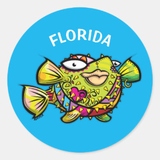Florida Pufffisch Runder Aufkleber