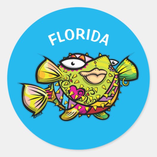 Florida Pufffisch Runder Aufkleber (Vorderseite)