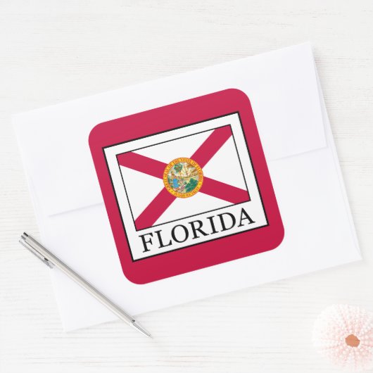 Florida Quadratischer Aufkleber (Umschlag)