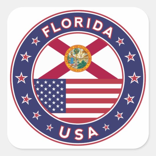 Florida Quadratischer Aufkleber (Vorderseite)
