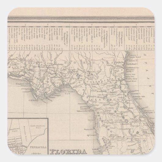 Florida Quadratischer Aufkleber (Vorderseite)