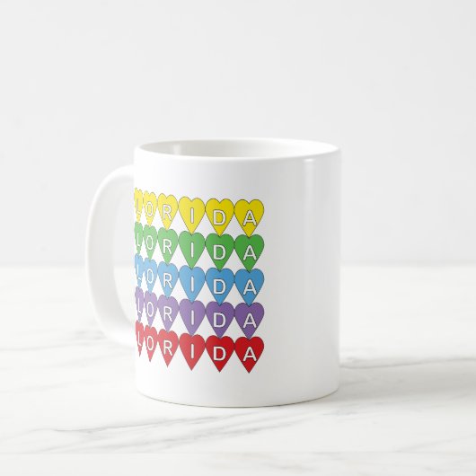 Florida Rainbow Hearts Kaffeetasse (Vorderseite Links)