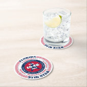 Florida Red White Blue Typografie Runder Pappuntersetzer (Vor Ort)