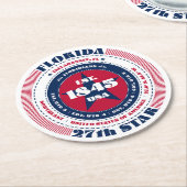 Florida Red White Blue Typografie Runder Pappuntersetzer (Angewinkelt)