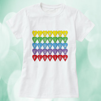 Florida-Regenbogen-Herzen-Muster T-Shirt