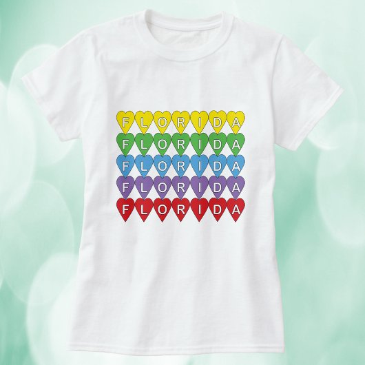 Florida-Regenbogen-Herzen-Muster T-Shirt
