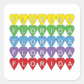 Florida Regenbogen-Herzen Quadratischer Aufkleber (Vorderseite)