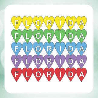 Florida Regenbogen-Herzen Quadratischer Aufkleber