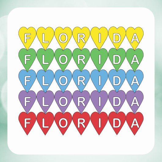Florida Regenbogen-Herzen Quadratischer Aufkleber