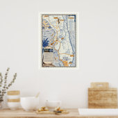 Florida-Reise-Karte 20x28 Poster Druck (Küche)
