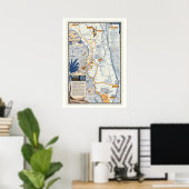 Florida-Reise-Karte 20x28 Poster Druck (Heimbüro)