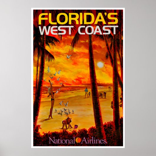 Florida-Reiseplakat Westküste von Florida Kunst Poster (Vorne)