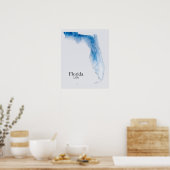 Florida Relief Map Bleu Textur Poster (Küche)