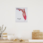Florida Relief Map Rote Textur Poster (Küche)