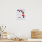 Florida Reliefkarte Rote Textur Poster (Küche)