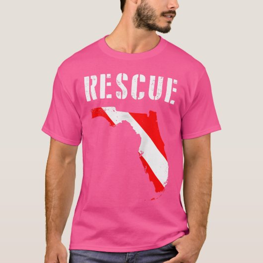 Florida Rescue Diver Flag Scuba Divema T-Shirt (Vorderseite)