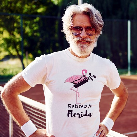 Florida Retirement Golf Thema Flamingo Design T-Shirt