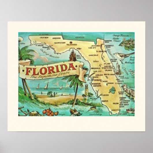 Florida Retro 16x20 Kartenposter Poster (Vorne)