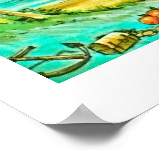 Florida Retro 20x16 Map Poster (Ecke)