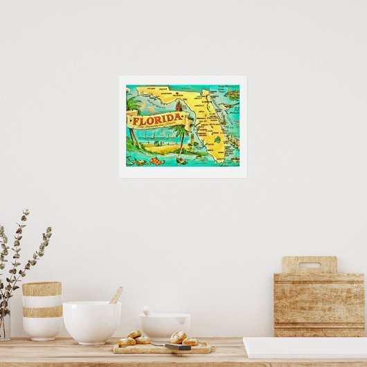 Florida Retro 20x16 Map Poster (Küche)