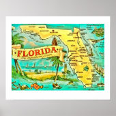 Florida Retro 20x16 Map Poster (Vorne)