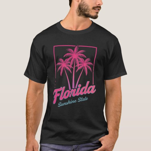 Florida Retro 80er Neon Palm Tree T-Shirt (Vorderseite)