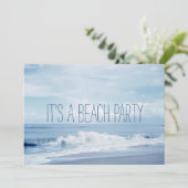 Florida Retro Blue Ocean Beach Party Einladung (Stehend Vorderseite)