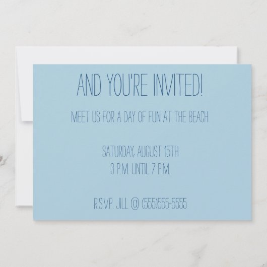 Florida Retro Blue Ocean Beach Party Einladung (Rückseite)