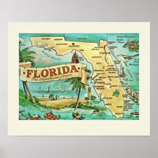 Florida Retro-Kartenposter Poster (Vorne)