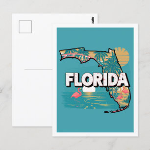 Florida Retro-Reise-Design ikonischer US-Bundessta Postkarte