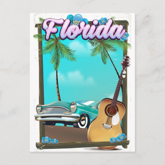 Florida Retro Reiseplakat Postkarte (Vorderseite)