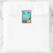 Florida Retro Reiseplakat Quadratischer Aufkleber (Tasche)