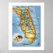 Florida Road Map 12x16 Poster Print (Vorne)