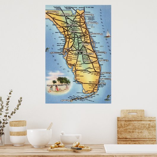 Florida Road Map Poster (Küche)